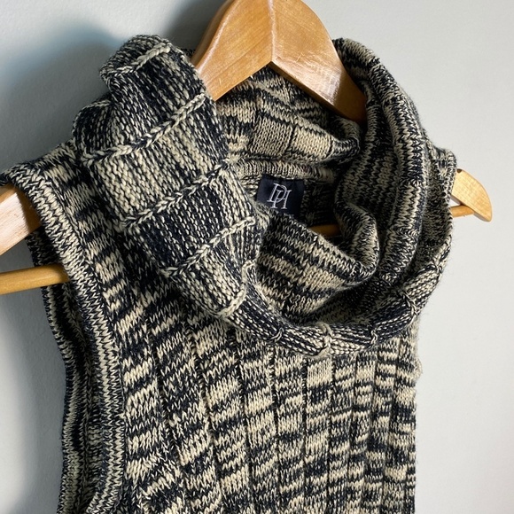 Derek Heart Black/Tan Sleeveless Cowl Neck Ribbed Sweater Pencil Dress Small - Picture 5 of 13